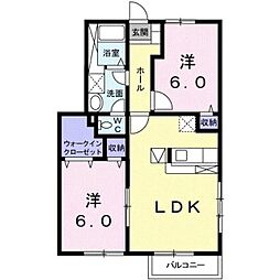グリシーヌ・パレ2A 2LDKの間取図画像