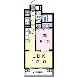 ヴィラプラシード2 1LDKの間取図画像