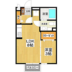 ゲインルーツ 1LDKの間取図画像