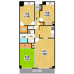 モアリッシェル土浦タワーズ 3LDKの間取図画像
