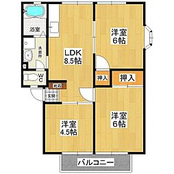 グリーンハイツ村山B 3LDKの間取図画像