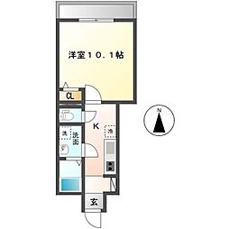 スターテラス七福2 1Kの間取図画像