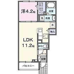 土浦市並木2丁目アパート 1LDKの間取図画像