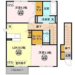モンブラン 2LDKの間取図画像
