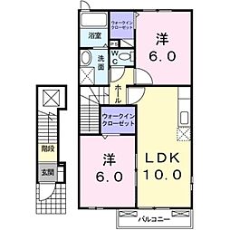 ヴィラ・プラシード 2LDKの間取図画像