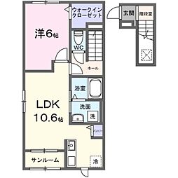 サンフルールI 1LDKの間取図画像