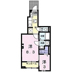 リーヴ・レガーロ 2Kの間取図画像