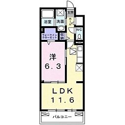 ユウアイグランデ神立 1LDKの間取図画像