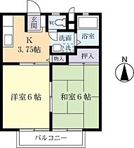 ハタハイツＡ 0203 ｜ 茨城県石岡市石岡（賃貸アパート2K・2階・35.85㎡） その2