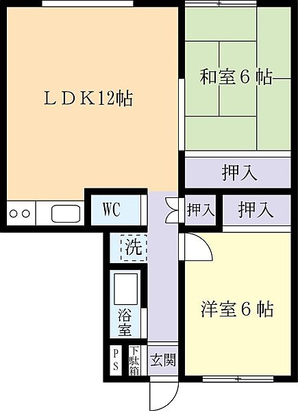 グリーンハイツ松代 0201｜茨城県つくば市松代4丁目(賃貸マンション2LDK・2階・52.00㎡)の写真 その2