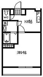 プチメゾン2001 2階1Kの間取り