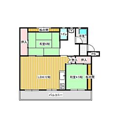 ユートピア東長崎1号棟 3階3DKの間取り
