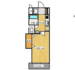トレス宗方 1Kの間取図画像