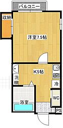 プチメゾン小野G 1Kの間取図画像
