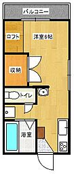 プチメゾン貝津 1Kの間取図画像