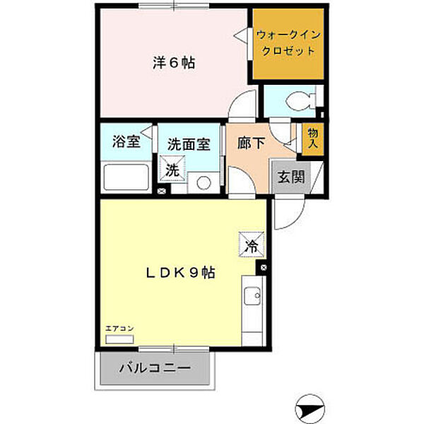 アグリーブル A103｜富山県富山市中間島1丁目(賃貸アパート1LDK・1階・40.43㎡)の写真 その2