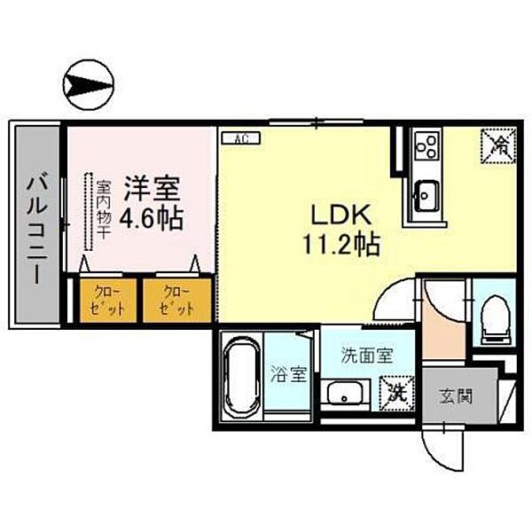 ルミナス清水町 202｜富山県富山市清水町2丁目(賃貸アパート1LDK・2階・40.18㎡)の写真 その2