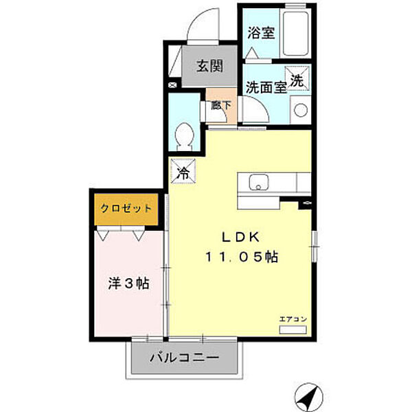 アグリーブル B101｜富山県富山市中間島1丁目(賃貸アパート1LDK・1階・35.32㎡)の写真 その2