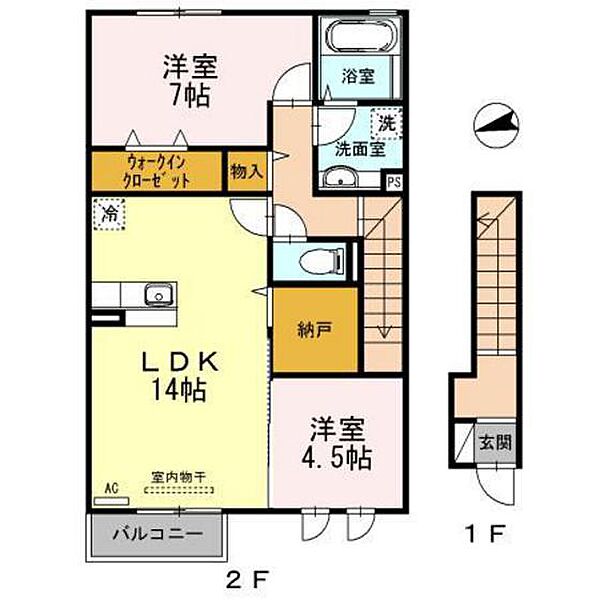 D-room　As Ａ202｜富山県富山市上袋(賃貸アパート2LDK・2階・71.11㎡)の写真 その2