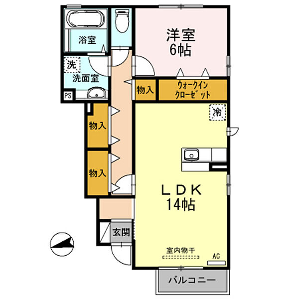 D-room　As Ａ103｜富山県富山市上袋(賃貸アパート1LDK・1階・53.32㎡)の写真 その2