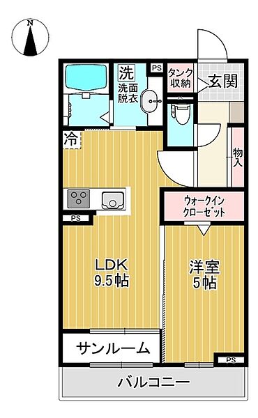 ミライエ・ルッソ 205｜富山県富山市高屋敷(賃貸アパート1LDK・2階・41.29㎡)の写真 その2
