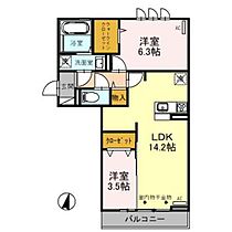 アズ・アールヴォリ町村 201 ｜ 富山県富山市町村1丁目（賃貸アパート2LDK・2階・56.68㎡） その2