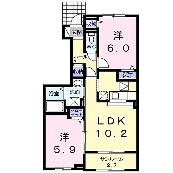 アッシュ8　B 103｜富山県富山市常盤台(賃貸アパート2LDK・1階・57.13㎡)の写真 その2