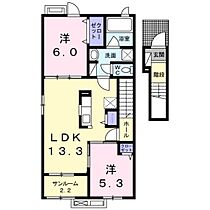 リトル・スィーダーII 204 ｜ 富山県富山市小杉（賃貸アパート2LDK・2階・62.29㎡） その2