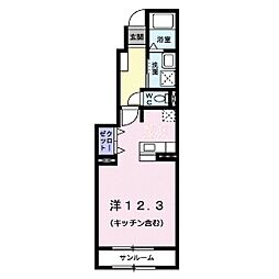 ヴィラノールG 1階ワンルームの間取り