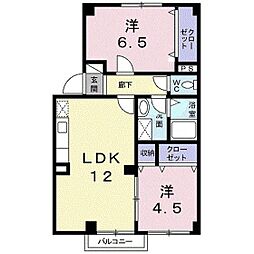 ライジングサンB 2LDKの間取図画像
