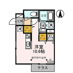 D-room富山 1階ワンルームの間取り