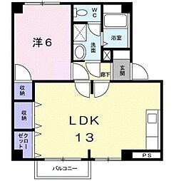 ライジングサンB 1LDKの間取図画像