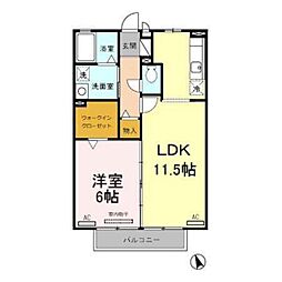 リビングタウン下新北町 1LDKの間取図画像