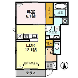 グランマークス 1LDKの間取図画像
