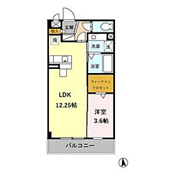 アバンウェル荒川 1LDKの間取図画像
