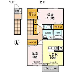 ジュネス向新庄2A 2LDKの間取図画像