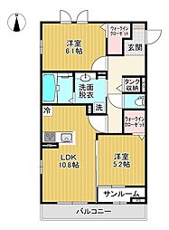 ミライエ・ルッソ 2LDKの間取図画像