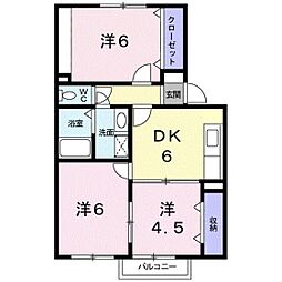 ウィステリアB 3DKの間取図画像