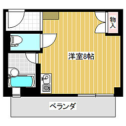 アムール奥井2棟 ワンルームの間取図画像