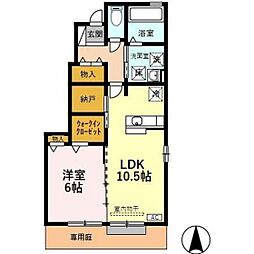 ブランズコート 1LDKの間取図画像