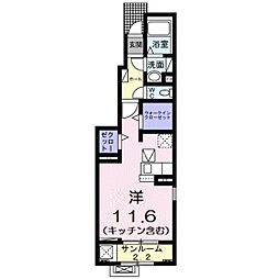 メゾン ラヴェール ワンルームの間取図画像