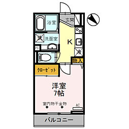 ロコモーション五福 1Kの間取図画像