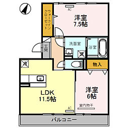 リビングタウン堀川町A 2LDKの間取図画像