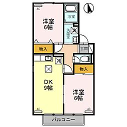 ガーラB 2DKの間取図画像