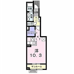 アッシュ8A棟 ワンルームの間取図画像