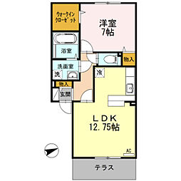 テラスハウス上竹A 1LDKの間取図画像