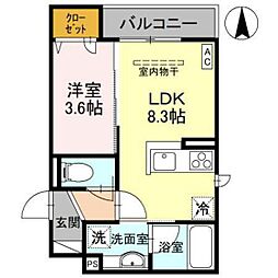 D-Grande常盤町 1LDKの間取図画像