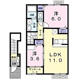 プアラニ 2LDKの間取図画像