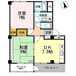 ヴィベールJ 2DKの間取図画像