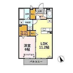 ターミナルパーク中新湊B 1LDKの間取図画像